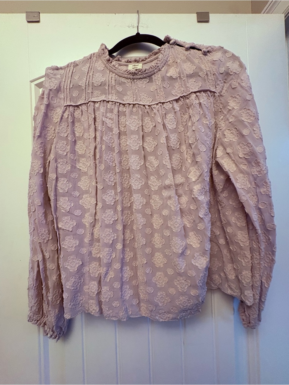 Aritzia Textured Floral Peasant Blouse - Mauve